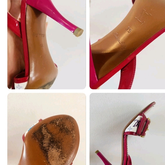 Louis Vuitton 35 Multi Colored Slingback Leather Heels US size 7 - Picture 3 of 4